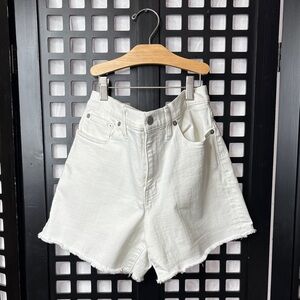 🤍 Madewell High Rise Cutoff Jeans Women 27 White Denim Zip Pocket 🤍